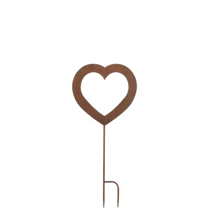 Decoración de jardín corazón de metal marrón 32x1x70 cm
