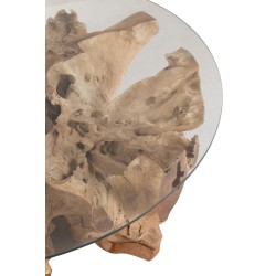 Table de salon en Bois Naturel 100x100x45cm