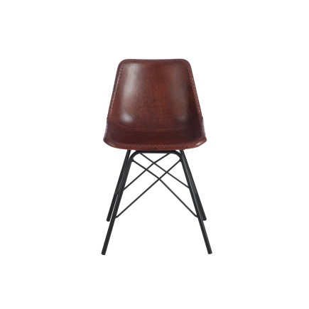 Silla loft cuero/metal marrón oscuro/negro