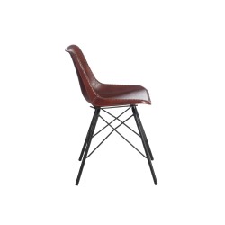 Silla loft cuero/metal marrón oscuro/negro