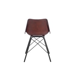 Silla loft cuero/metal marrón oscuro/negro