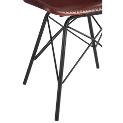 Silla loft cuero/metal marrón oscuro/negro