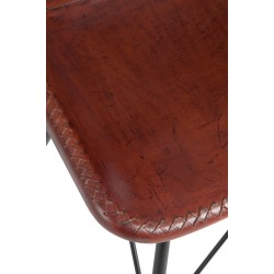 Silla loft cuero/metal marrón oscuro/negro