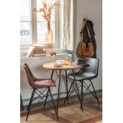 Silla loft cuero/metal marrón oscuro/negro