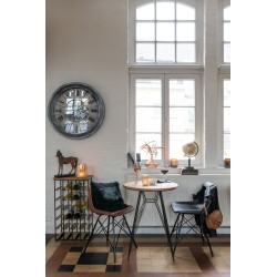 Silla loft cuero/metal marrón oscuro/negro