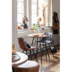 Silla loft cuero/metal marrón oscuro/negro