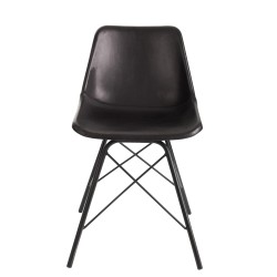 Silla de cuero y metal negro 46x49x79 cm