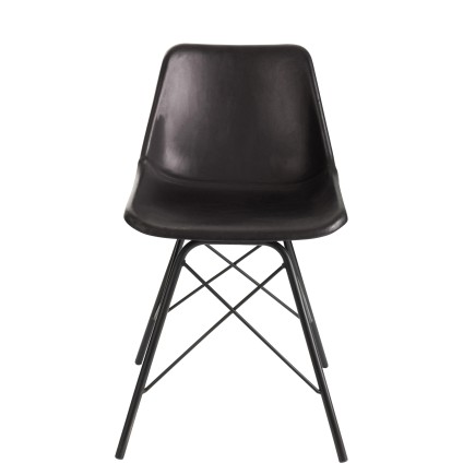 Silla de cuero y metal negro 46x49x79 cm