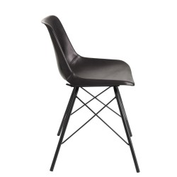Chaise en cuir et métal noir 46x49x79 cm