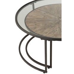 Set de 2 tables basses gigognes en bois D91cm et 74.5cm