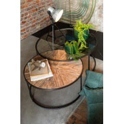 Set de 2 tables basses gigognes en bois D91cm et 74.5cm