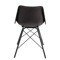 Chaise en cuir et métal noir 46x49x79 cm