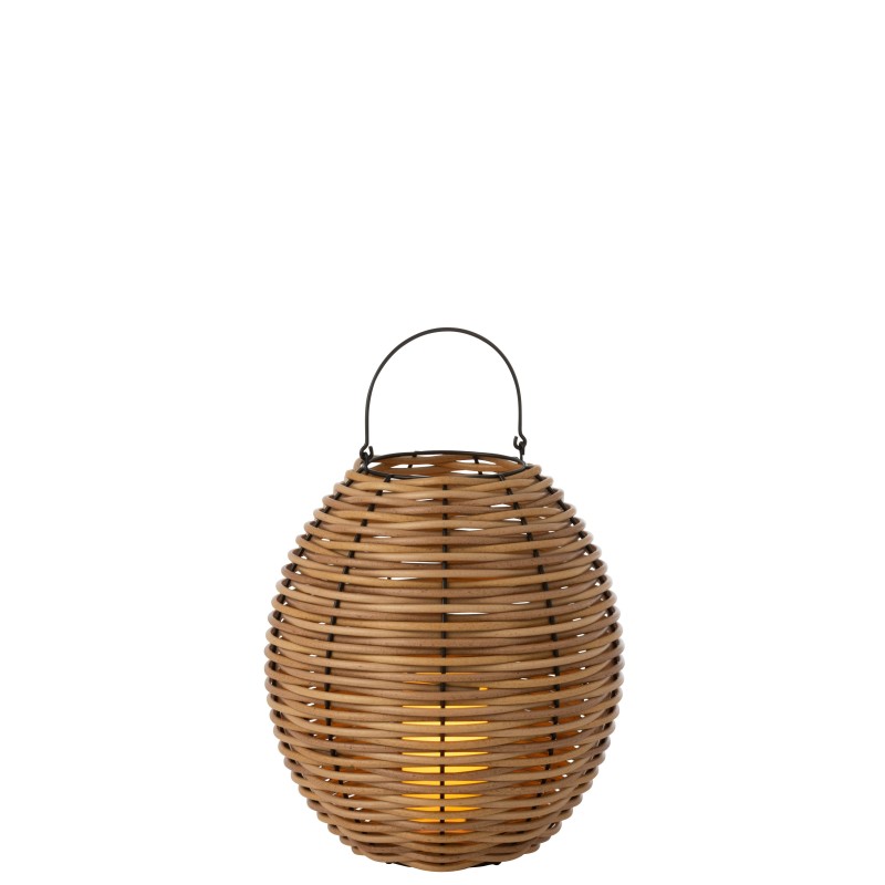 Farol tejido led en plástico natural 41x41x49 cm