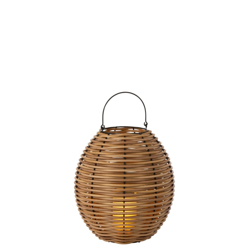 Lanterne tissée à led en plastique naturel 41x41x49 cm