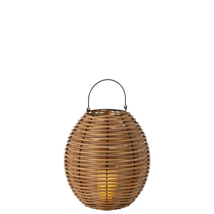 Lanterna intrecciata a led in plastica naturale 41x41x49 cm