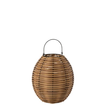 Lanterna intrecciata a led in plastica naturale 41x41x49 cm