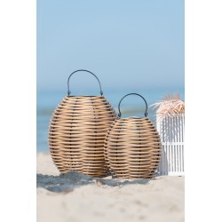 Lanterne tissée à led en plastique naturel 41x41x49 cm