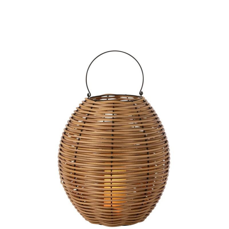 Lanterne tissée à led en plastique naturel 49x49x58 cm