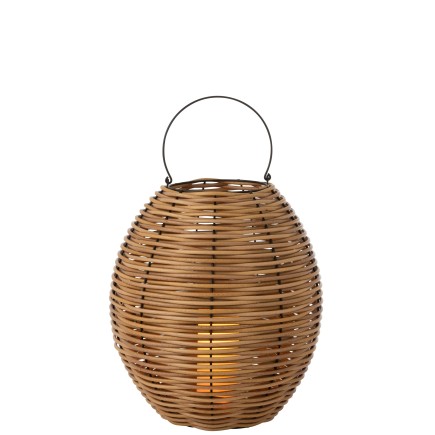 Lanterne tissée à led en plastique naturel 49x49x58 cm