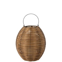 Lanterne tissée à led en plastique naturel 49x49x58 cm