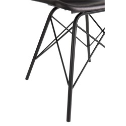 Silla de cuero y metal negro 46x49x79 cm