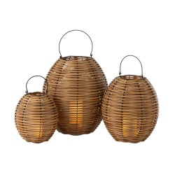 Lanterne tissée à led en plastique naturel 49x49x58 cm