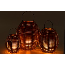 Lanterne tissée à led en plastique naturel 49x49x58 cm