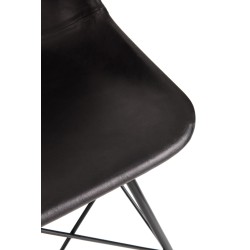 Silla de cuero y metal negro 46x49x79 cm