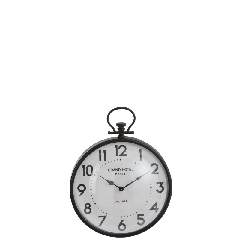 Reloj bola redonda metal negro vidrio Alt. 49 cm