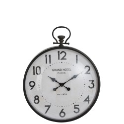 HORLOGE BOULE RONDE METAL NOIR VERRE 69,5 cm