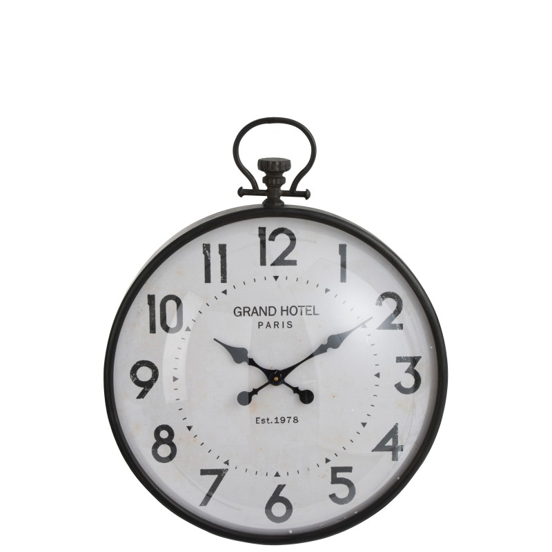 HORLOGE BOULE RONDE METAL NOIR VERRE 69,5 cm