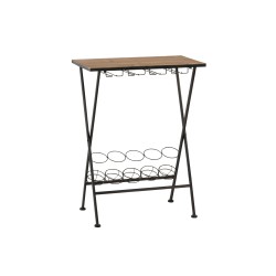 TABLE BOUTEILLE / VERRES METAL / BOIS NOIR