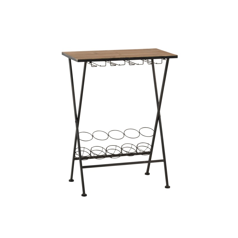 TABLE BOUTEILLE / VERRES METAL / BOIS NOIR TABLE BOUTEILLE / VERRES METAL / BOIS NOIR
