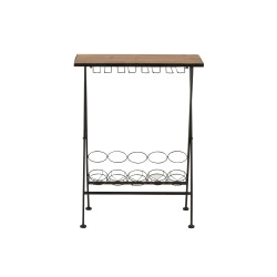 TABLE BOUTEILLE / VERRES METAL / BOIS NOIR