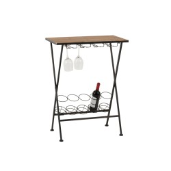 TABLE BOUTEILLE / VERRES METAL / BOIS NOIR