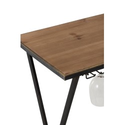TABLE BOUTEILLE / VERRES METAL / BOIS NOIR