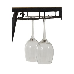 TABLE BOUTEILLE / VERRES METAL / BOIS NOIR