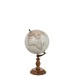 Globo com suporte em madeira branca 22x22x38 cm Globo com suporte em madeira branca 22x22x38 cm