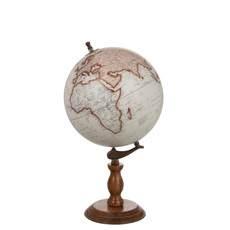 Globo com base em madeira branca 32x32x54 cm Globo com base em madeira branca 32x32x54 cm