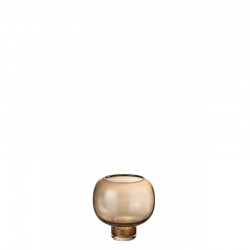 Vase boule sur pied marron clair 13x14x14 cm