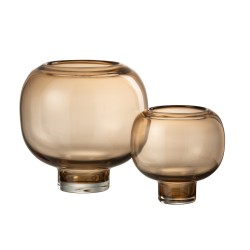 Vase boule sur pied marron clair 20x20x20 cm