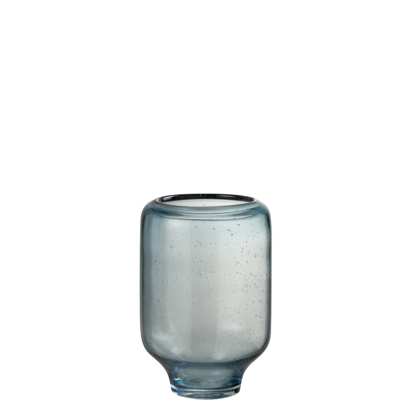 Vase sur pied en verre bleu clair 27x18x18 cm