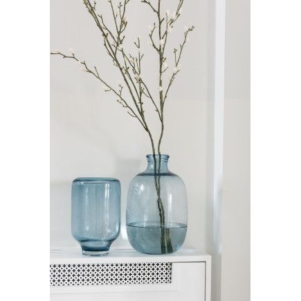 Vase sur pied en verre bleu clair 27x18x18 cm