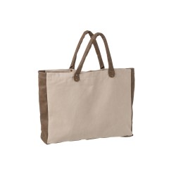 Bolsa de playa con asa de algodón beige de 51x34x37 cm