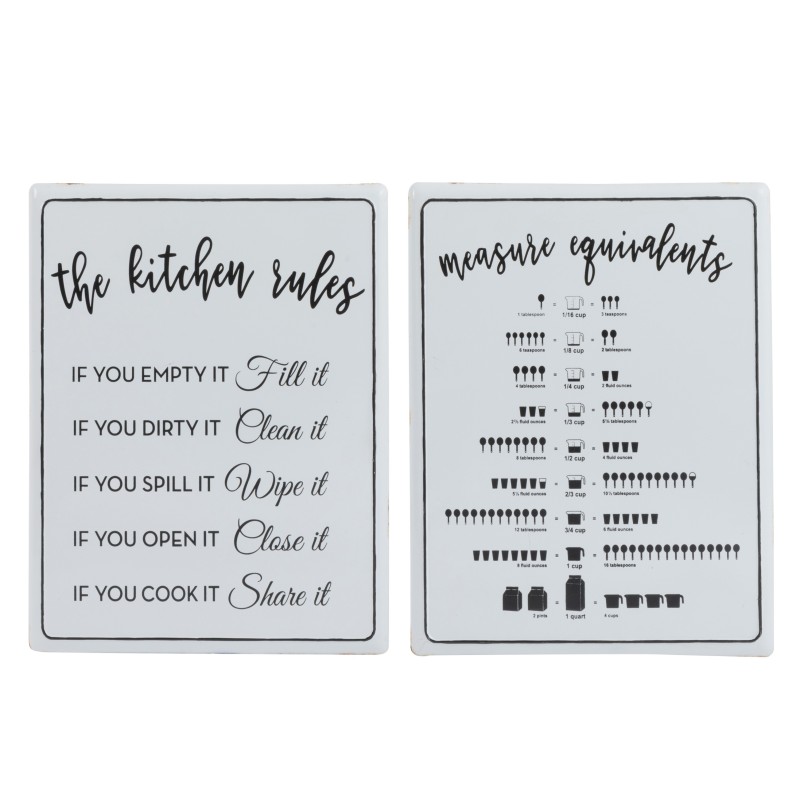 Set de 2 pancartes en métal blanc 45.5x35.5x2 cm Set de 2 pancartes en métal blanc 45.5x35.5x2 cm