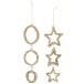 Set de 2 suspensions rond et étoiles en verre or 23x9x2.5 cm