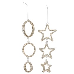Set de 2 suspensiones redondas y estrellas de vidrio marrón 23x9x2.5 cm