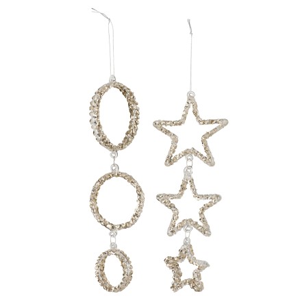 Set de 2 suspensions rond et étoiles en verre marron 23x9x2.5 cm