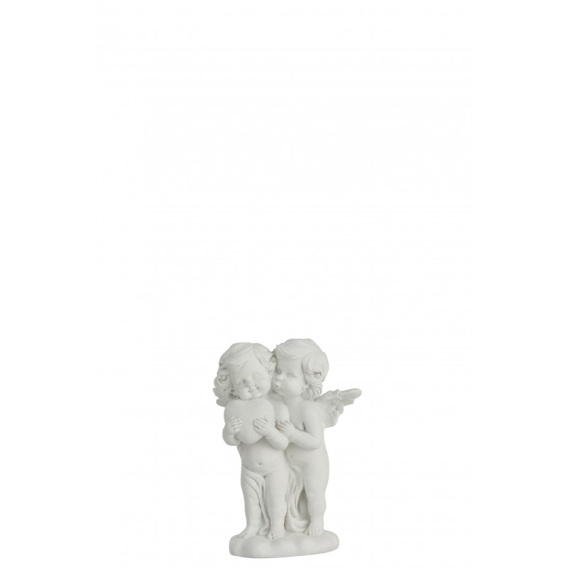 Couple d’ange calin en résine blanc 10x7x16 cm