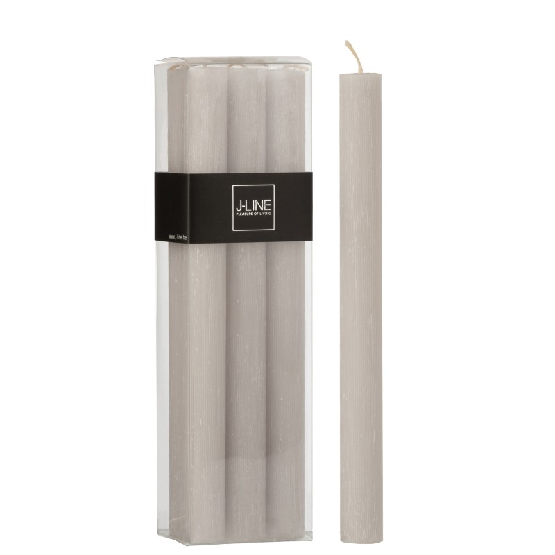 Lot de 6 bougies gris clair L7*l4*H24cm Lot de 6 bougies gris clair L7*l4*H24cm
